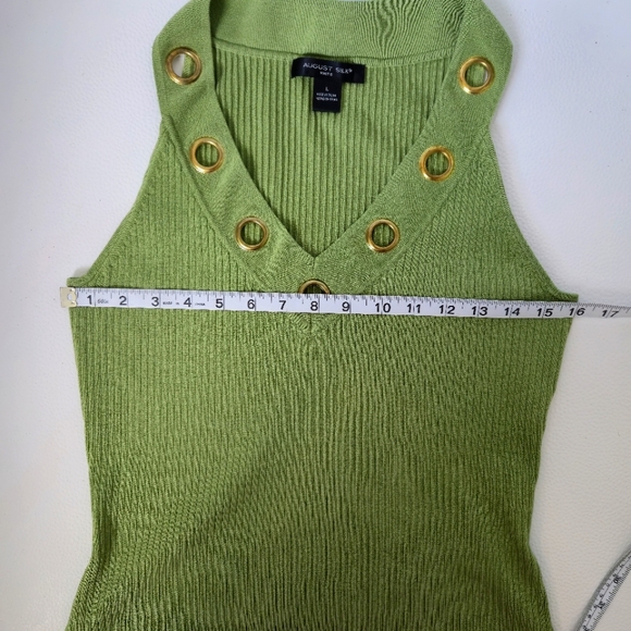 August Silk Green Ribbed Embellished Tank Top - Picture 6 of 9